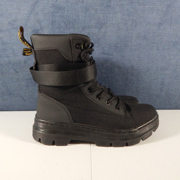 Dr. Doc Martens Combs Tech Boots Unisex M5/W6 Black Ankle High Combat Shoes - Picture 6 of 9